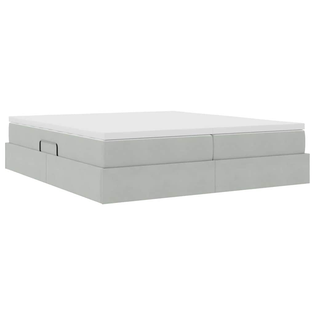 Lit avec rangement et matelas Gris clair 180 x 200 cm Velours - XIOS