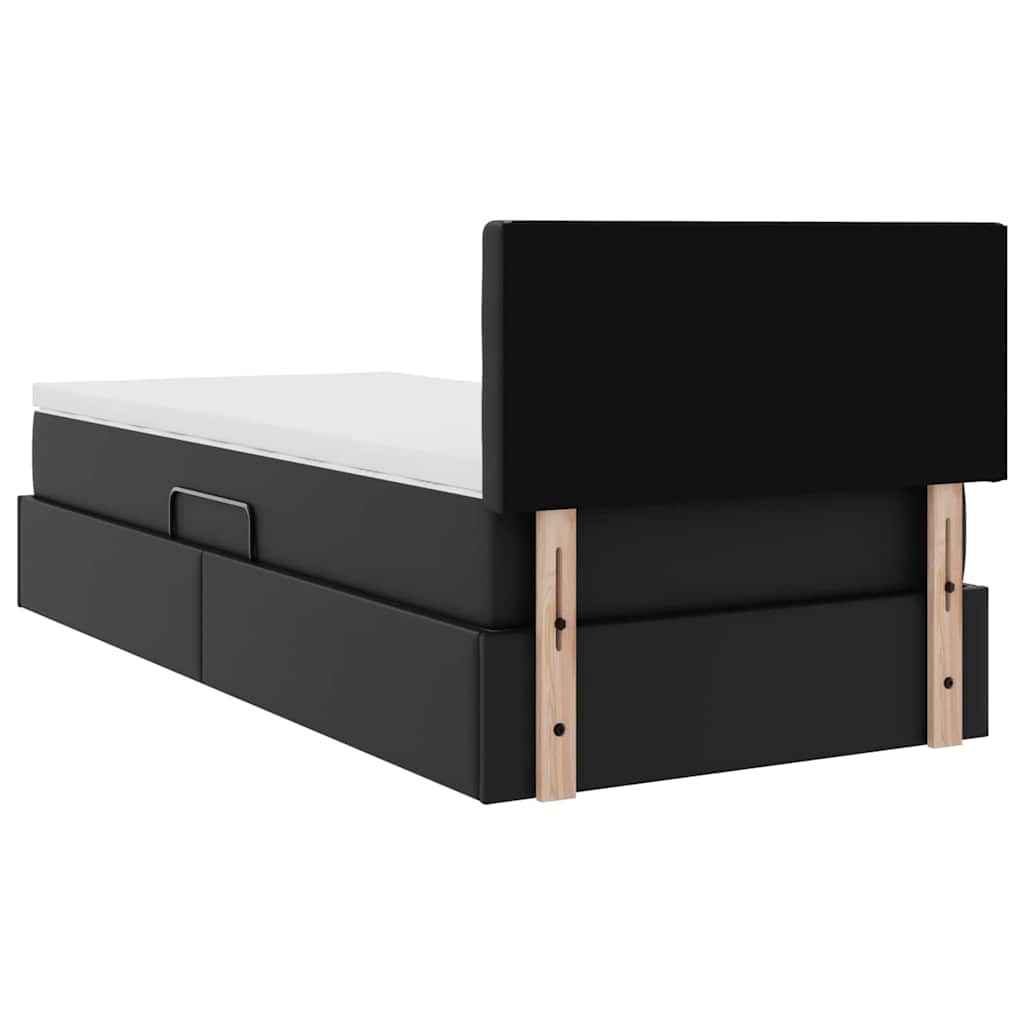Lit avec rangement et matelas Noir 90 x 190 cm Simili cuir - XIOS