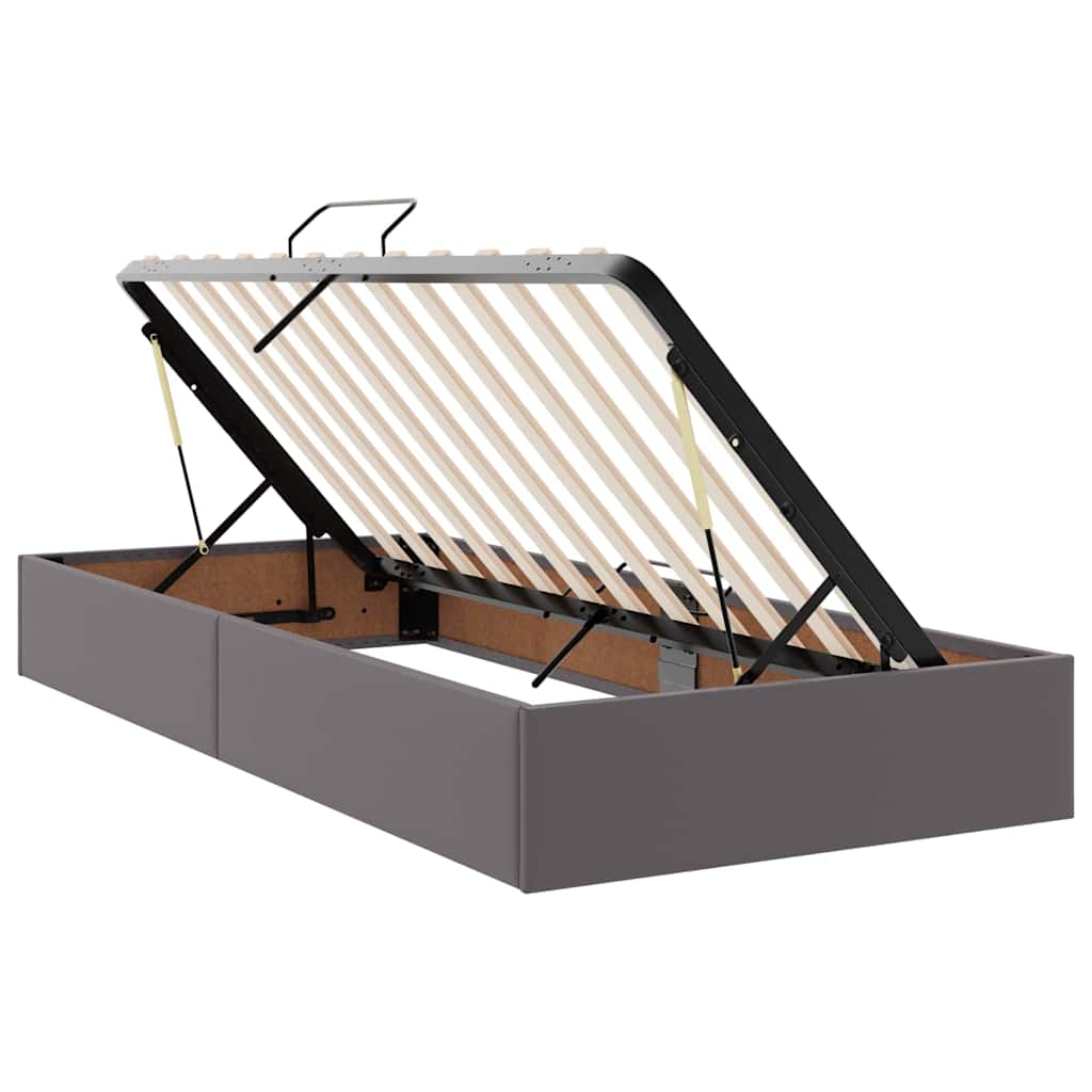 Lit avec rangement et matelas Gris 90 x 200 cm Simili cuir - XIOS