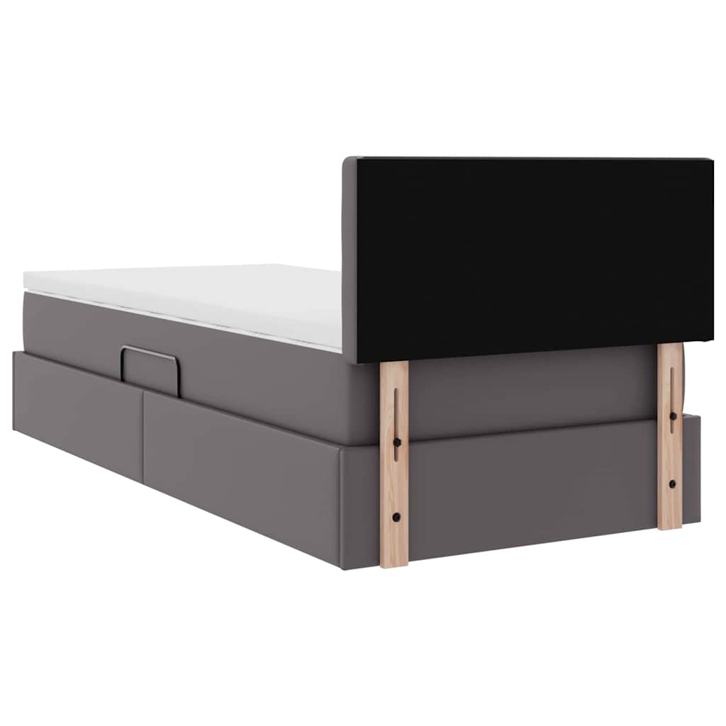 Lit avec rangement et matelas Gris 90 x 200 cm Simili cuir - XIOS