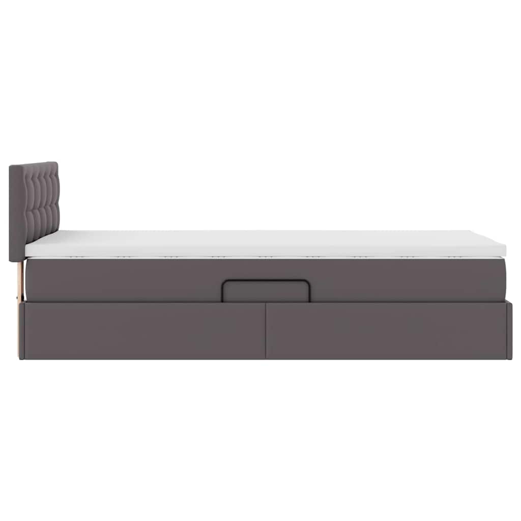 Lit avec rangement et matelas Gris 90 x 200 cm Simili cuir - XIOS