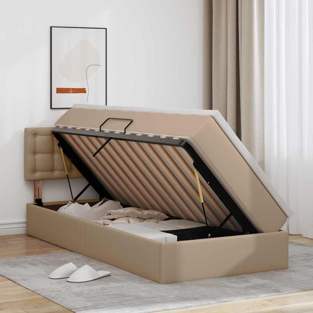 Lit avec rangement et matelas Cappuccino 90 x 200 cm - XIOS