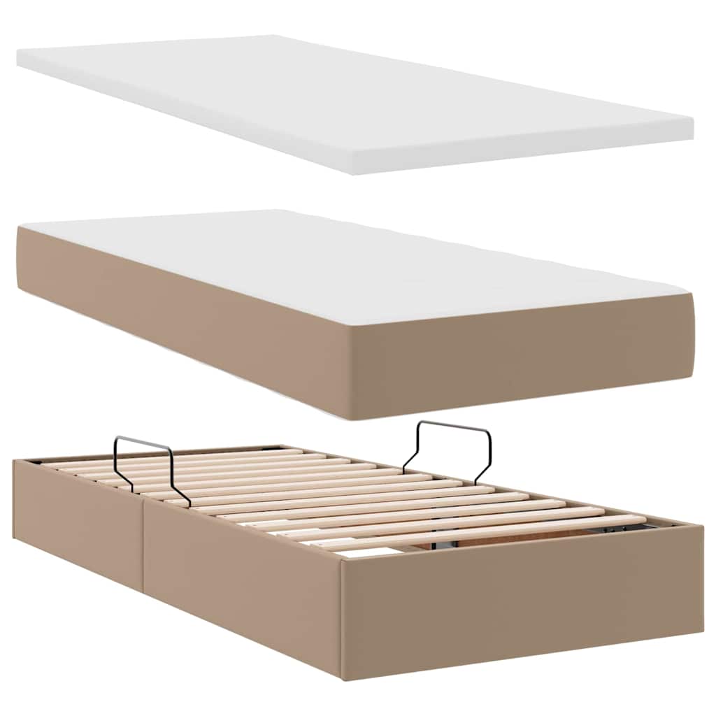 Lit avec rangement et matelas Cappuccino 90 x 200 cm - XIOS