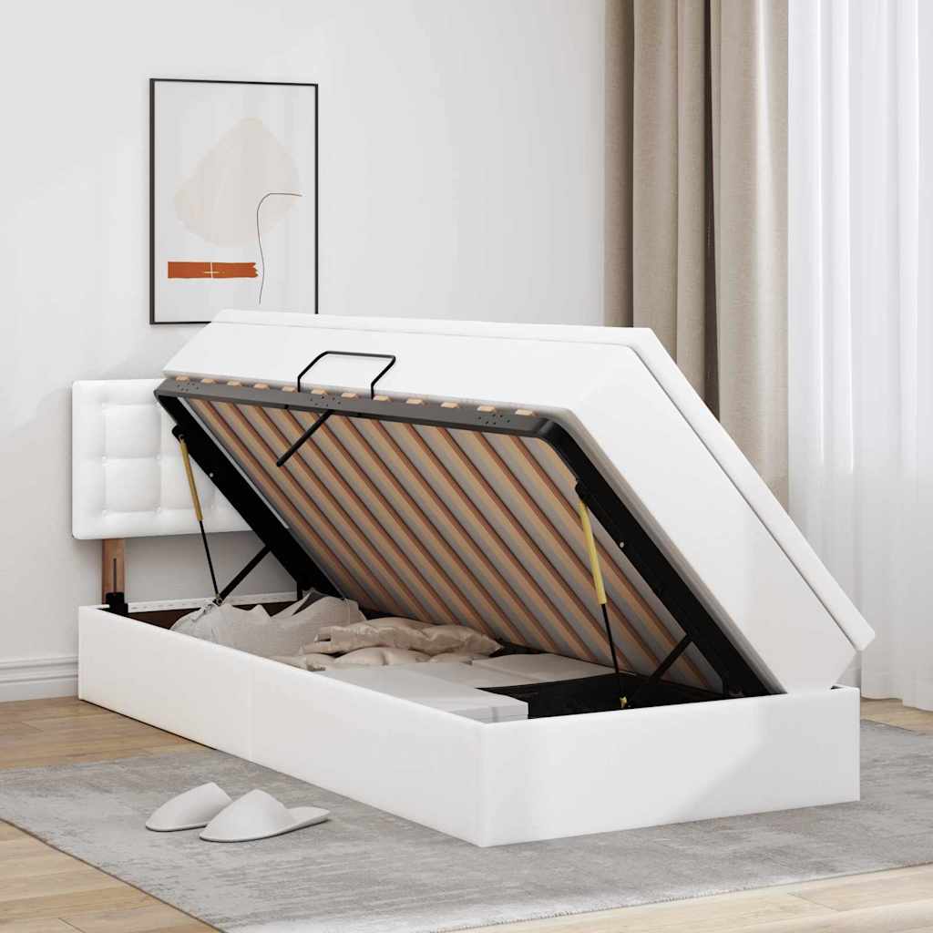 Lit avec rangement et matelas Blanc pur 100 x 200 cm - XIOS