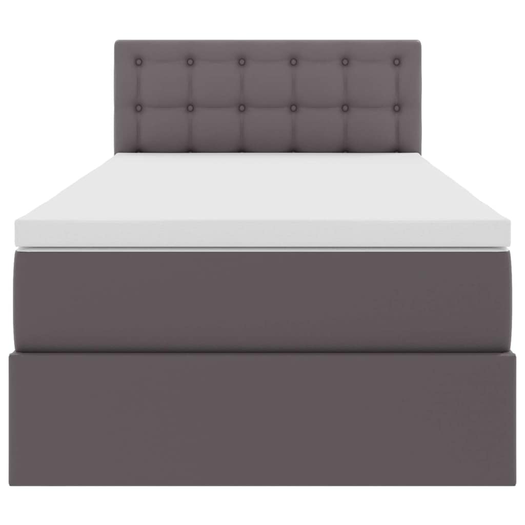 Lit avec rangement et matelas Gris 100 x 200 cm Simili cuir - XIOS