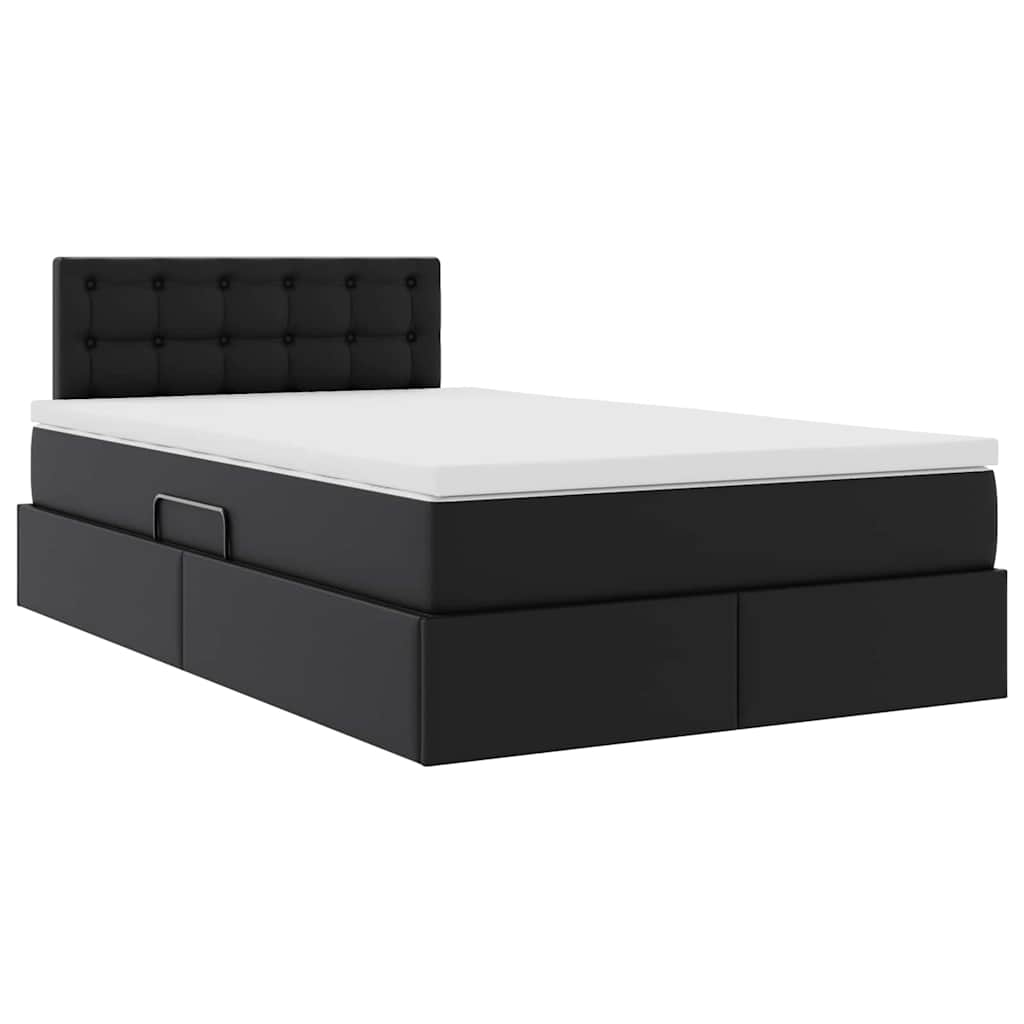 Lit avec rangement et matelas Noir 120 x 190 cm Simili cuir - XIOS