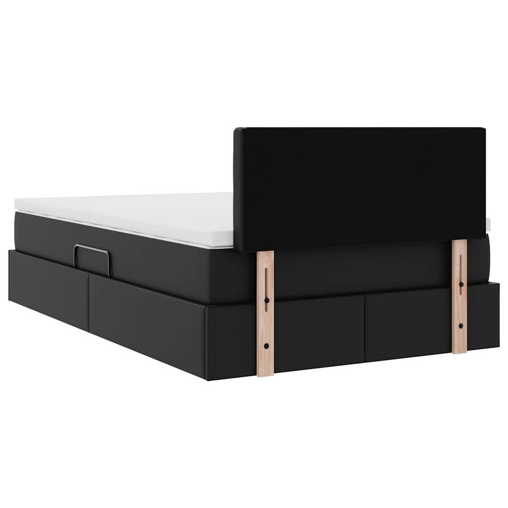 Lit avec rangement et matelas Noir 120 x 190 cm Simili cuir - XIOS