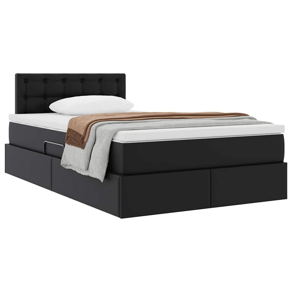 Lit avec rangement et matelas Noir 120 x 190 cm Simili cuir - XIOS