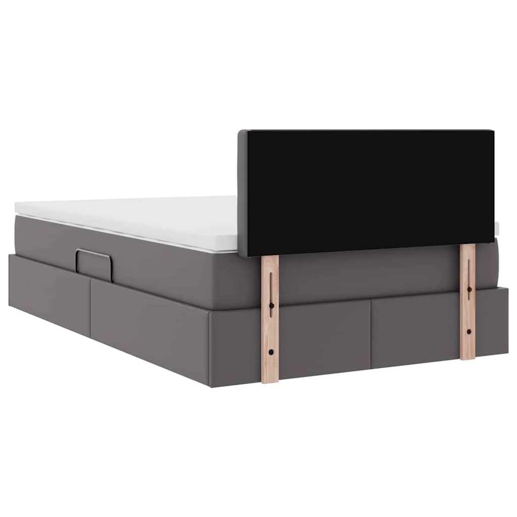 Lit avec rangement et matelas Gris 120 x 190 cm Simili cuir