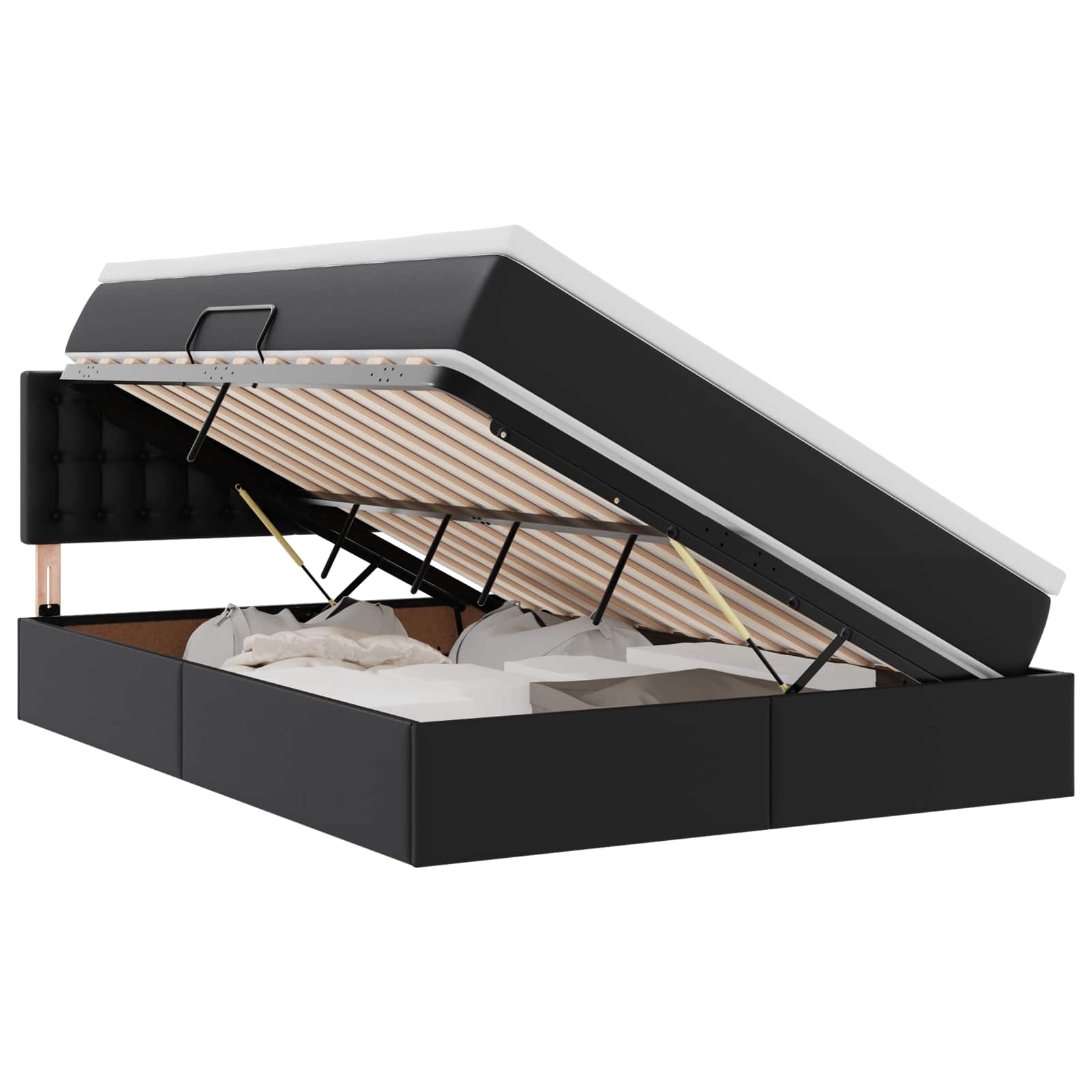 Lit avec rangement et matelas Noir 140 x 190 cm Simili cuir - XIOS
