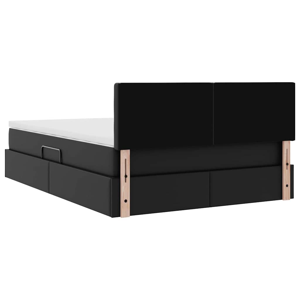Lit avec rangement et matelas Noir 140 x 190 cm Simili cuir - XIOS