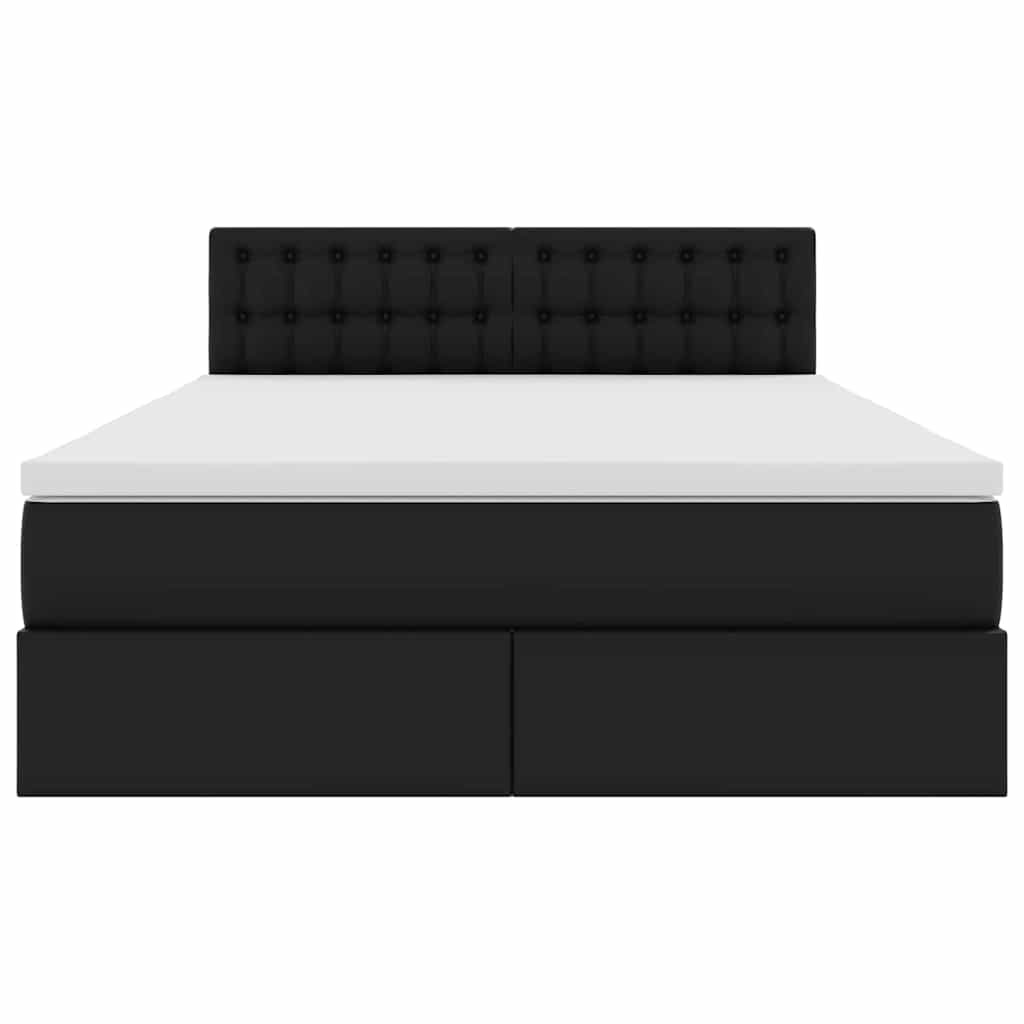 Lit avec rangement et matelas Noir 140 x 190 cm Simili cuir - XIOS