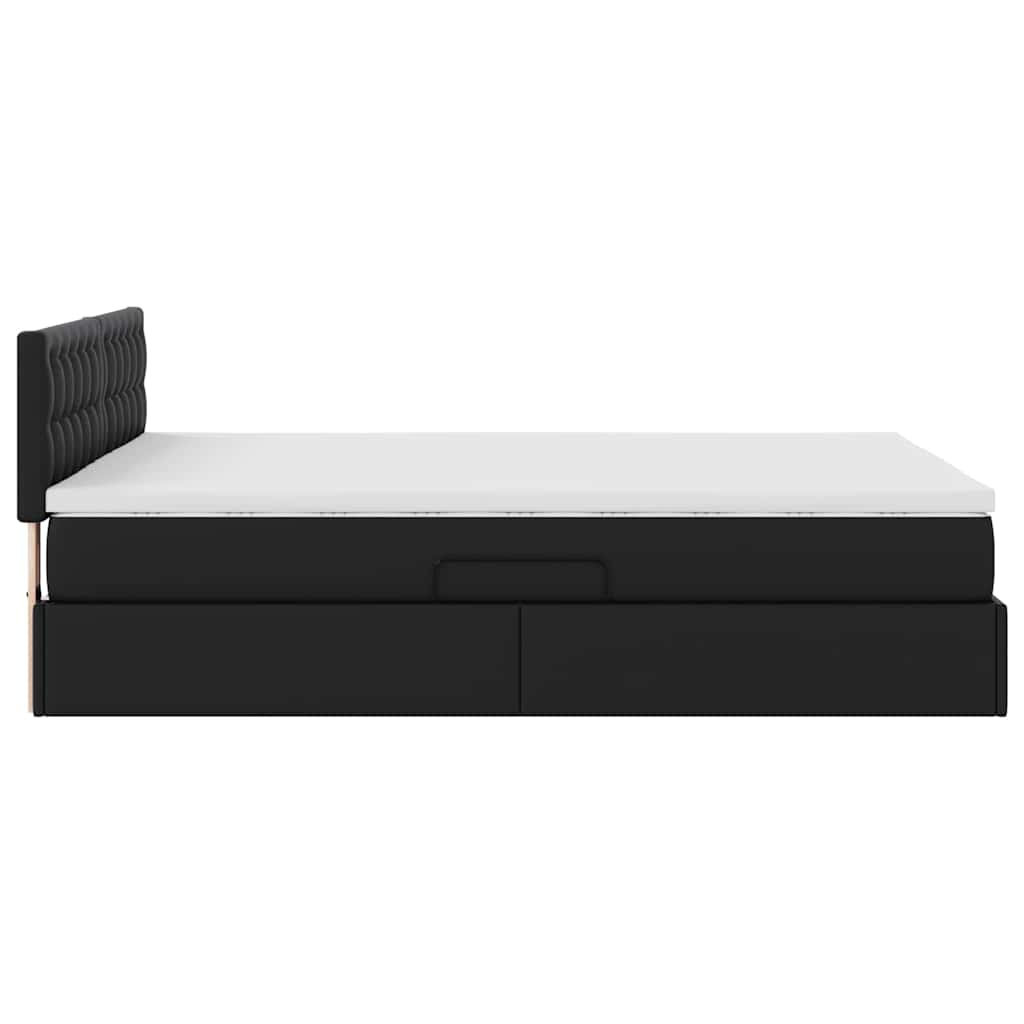 Lit avec rangement et matelas Noir 140 x 190 cm Simili cuir - XIOS