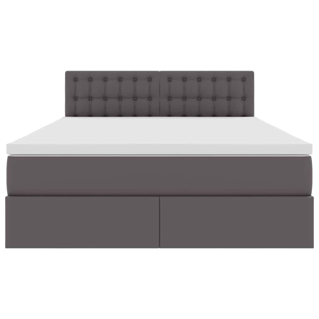 Lit avec rangement et matelas Gris 140 x 190 cm Simili cuir - XIOS