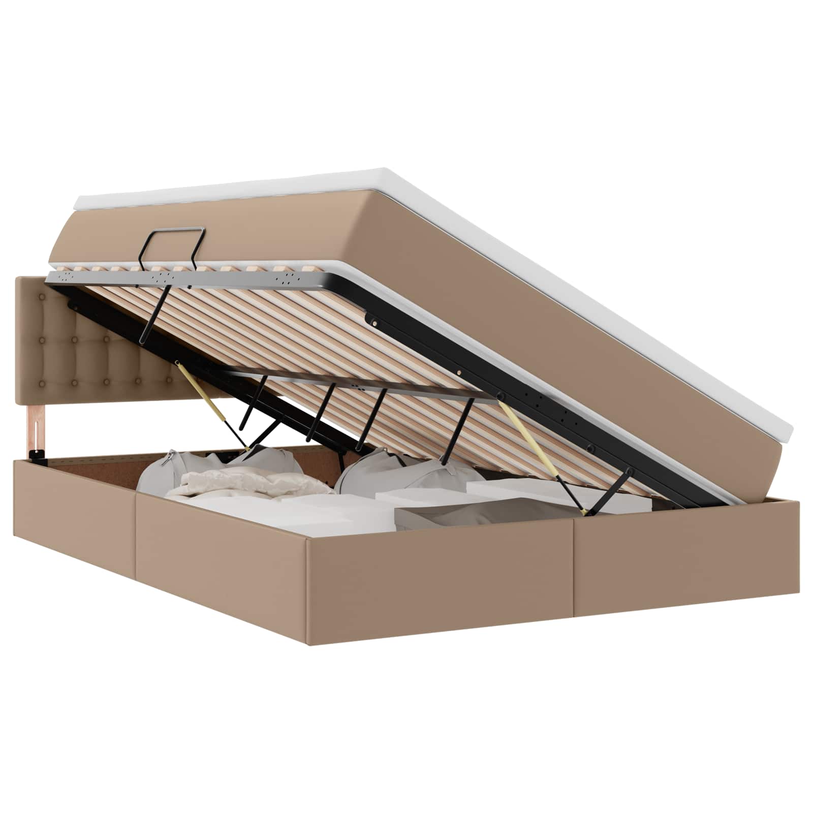 Lit avec rangement et matelas Cappuccino 140 x 200 cm - XIOS