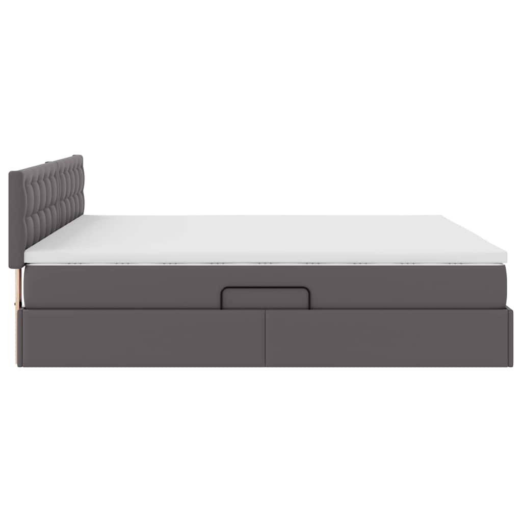 Lit avec rangement et matelas Gris 180 x 200 cm Simili cuir - XIOS