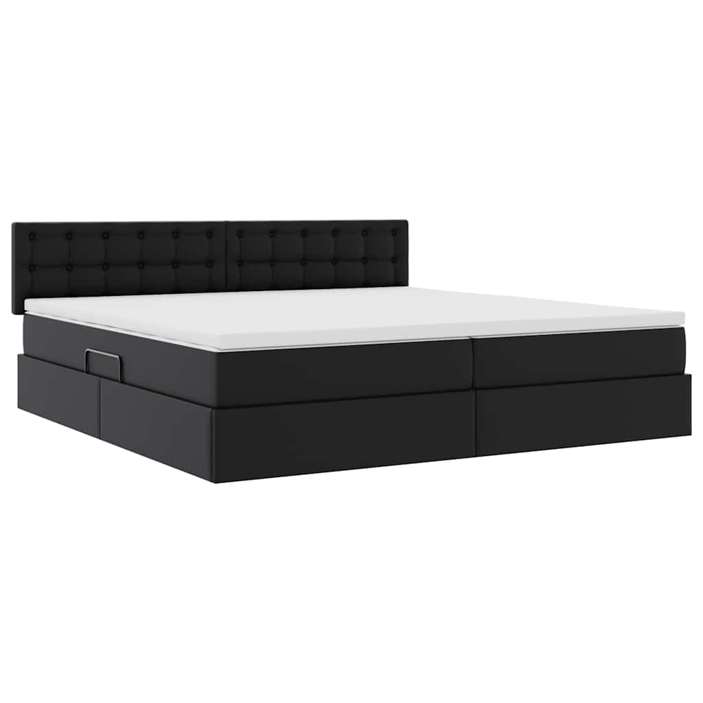 Lit avec rangement et matelas Noir 200 x 200 cm Simili cuir - XIOS
