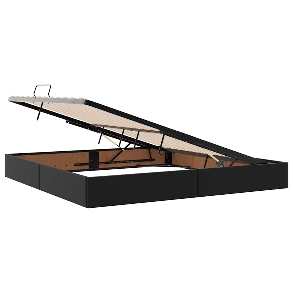 Lit avec rangement et matelas Noir 200 x 200 cm Simili cuir - XIOS