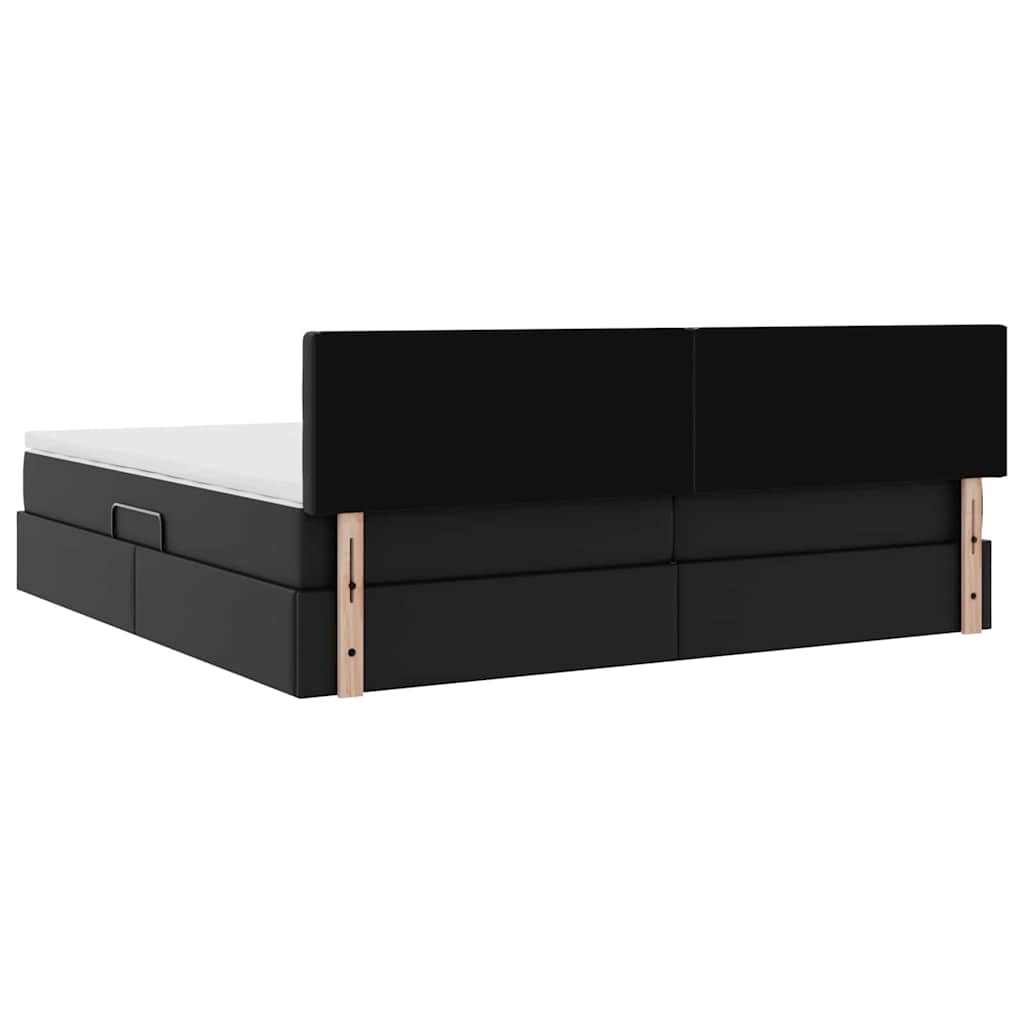 Lit avec rangement et matelas Noir 200 x 200 cm Simili cuir - XIOS
