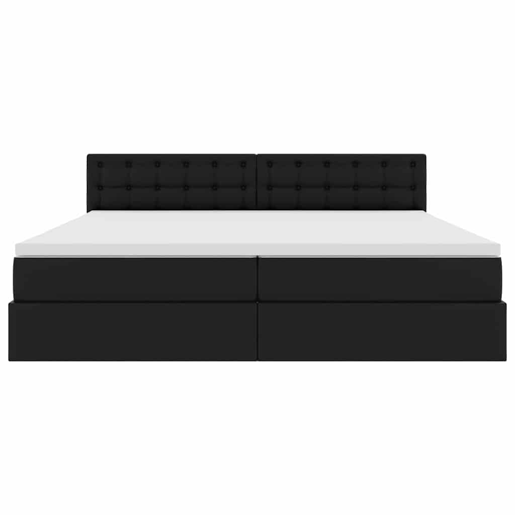 Lit avec rangement et matelas Noir 200 x 200 cm Simili cuir - XIOS