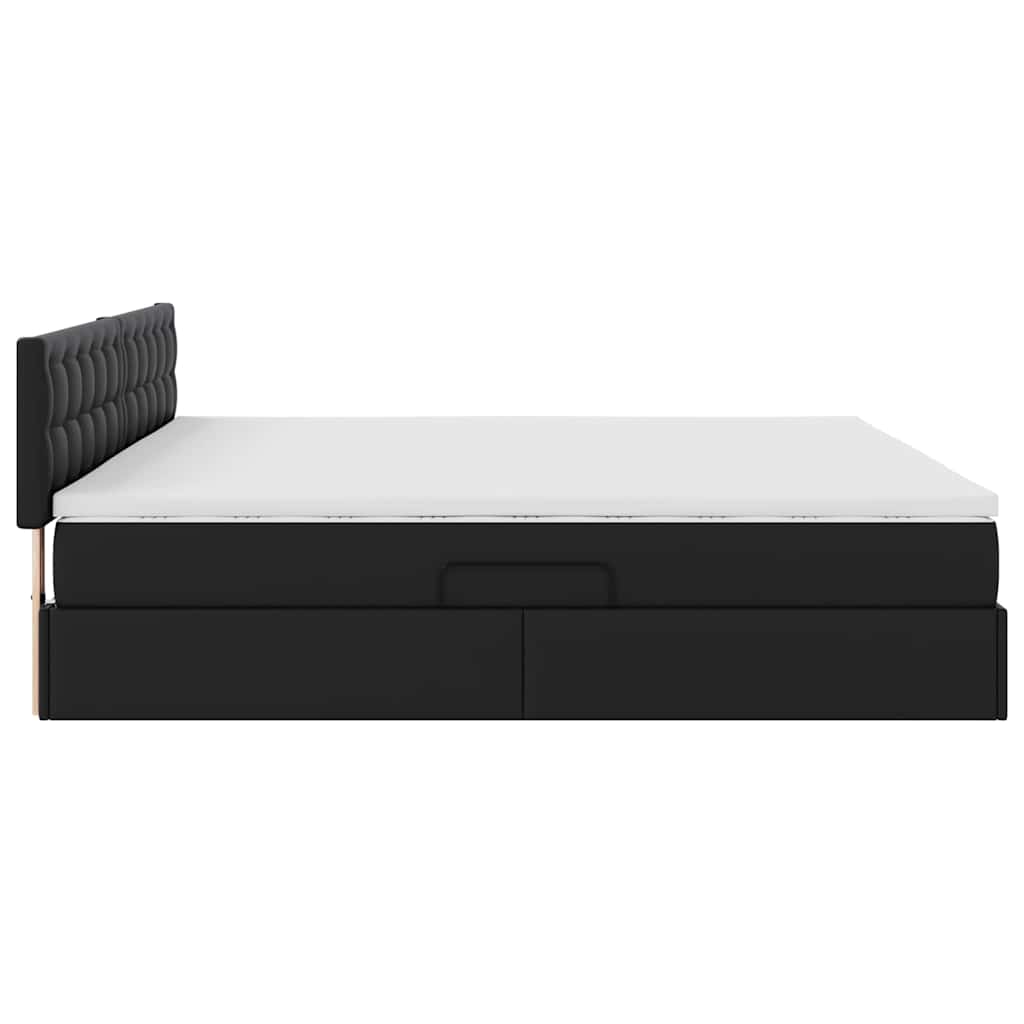 Lit avec rangement et matelas Noir 200 x 200 cm Simili cuir - XIOS