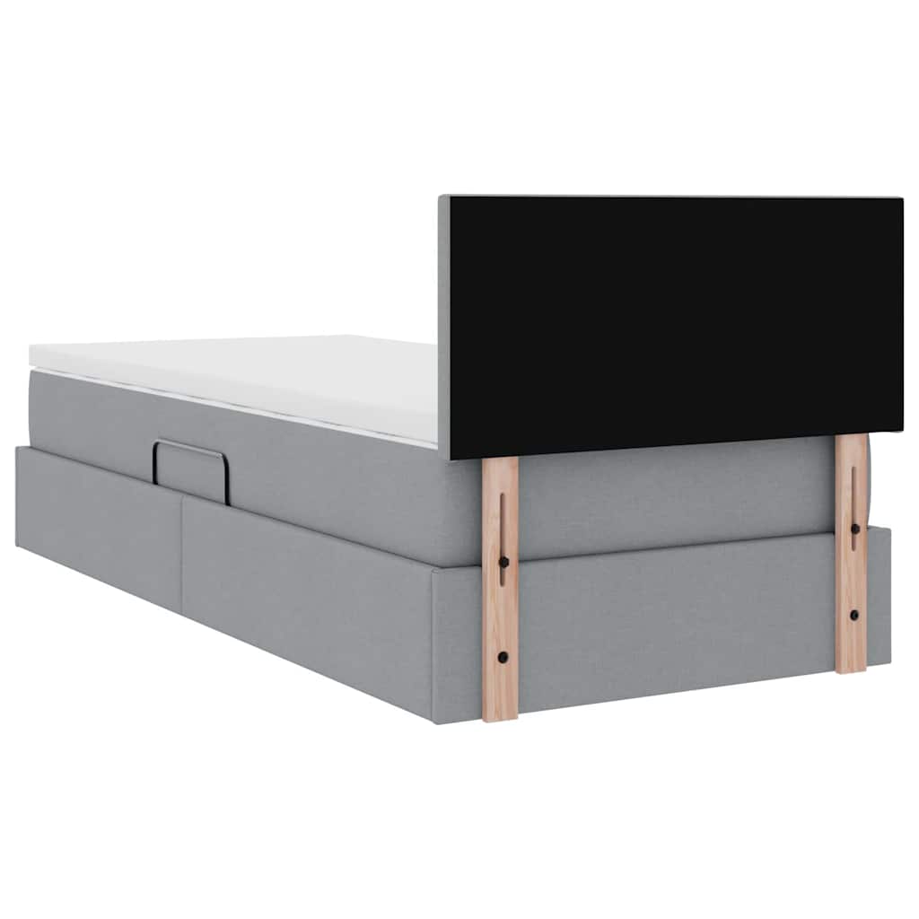 Lit avec rangement et matelas Gris clair 90 x 190 cm Velours - XIOS