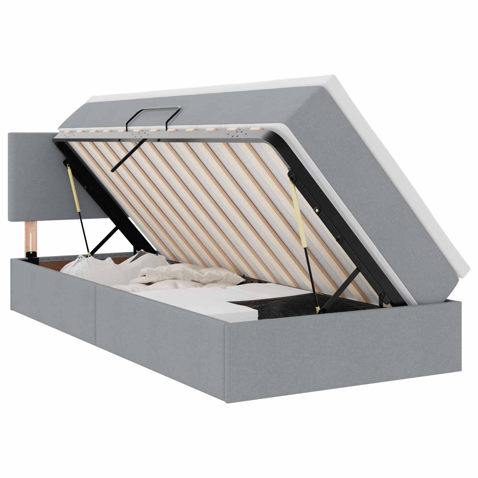 Lit avec rangement et matelas Gris clair 90 x 200 cm Velours - XIOS