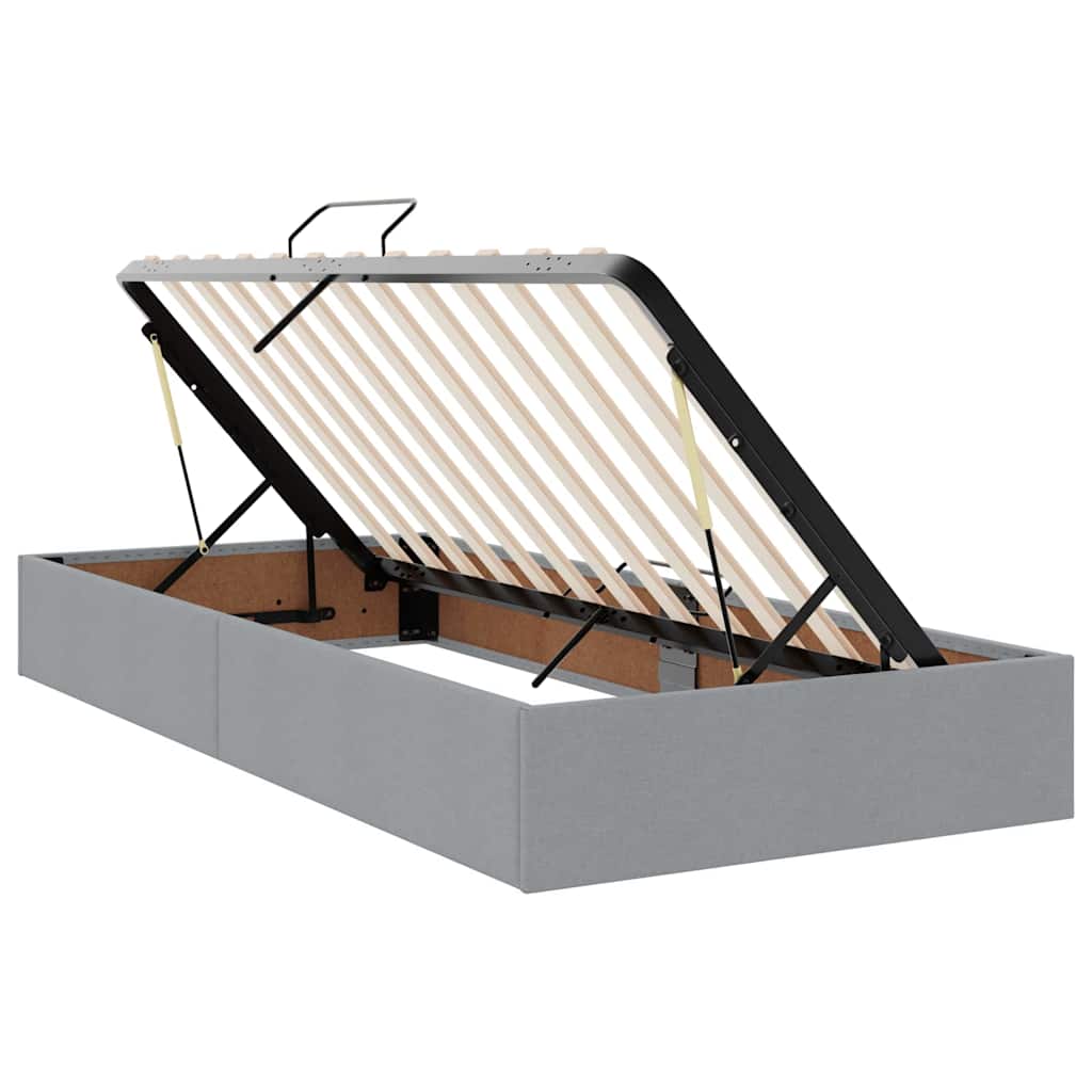 Lit avec rangement et matelas Gris clair 90 x 200 cm Velours - XIOS