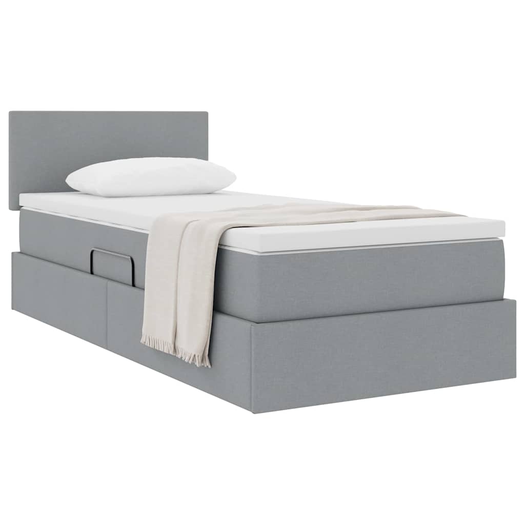 Lit avec rangement et matelas Gris clair 100 x 200 cm Velours - XIOS