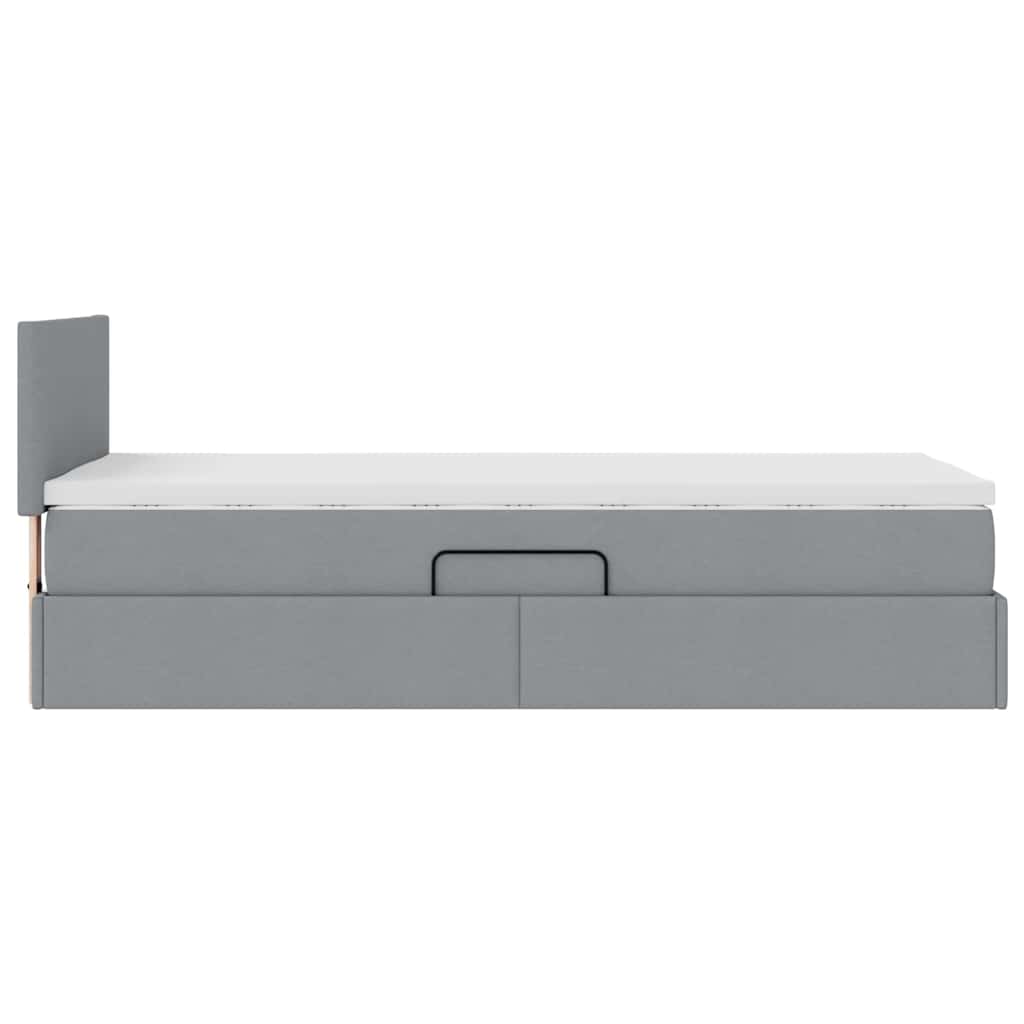 Lit avec rangement et matelas Gris clair 100 x 200 cm Velours - XIOS