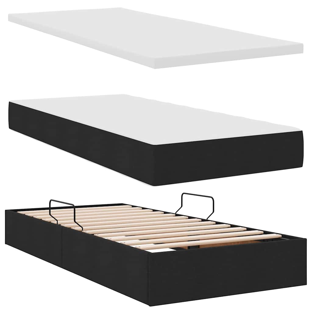 Lit avec rangement et matelas Noir 100 x 200 cm Velours - XIOS