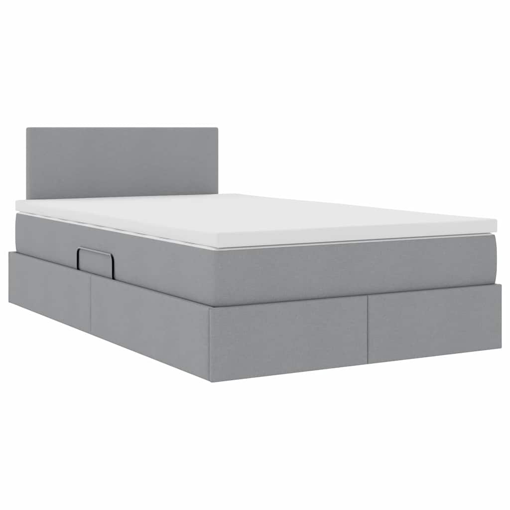 Lit avec rangement et matelas Gris clair 120 x 200 cm Velours - XIOS