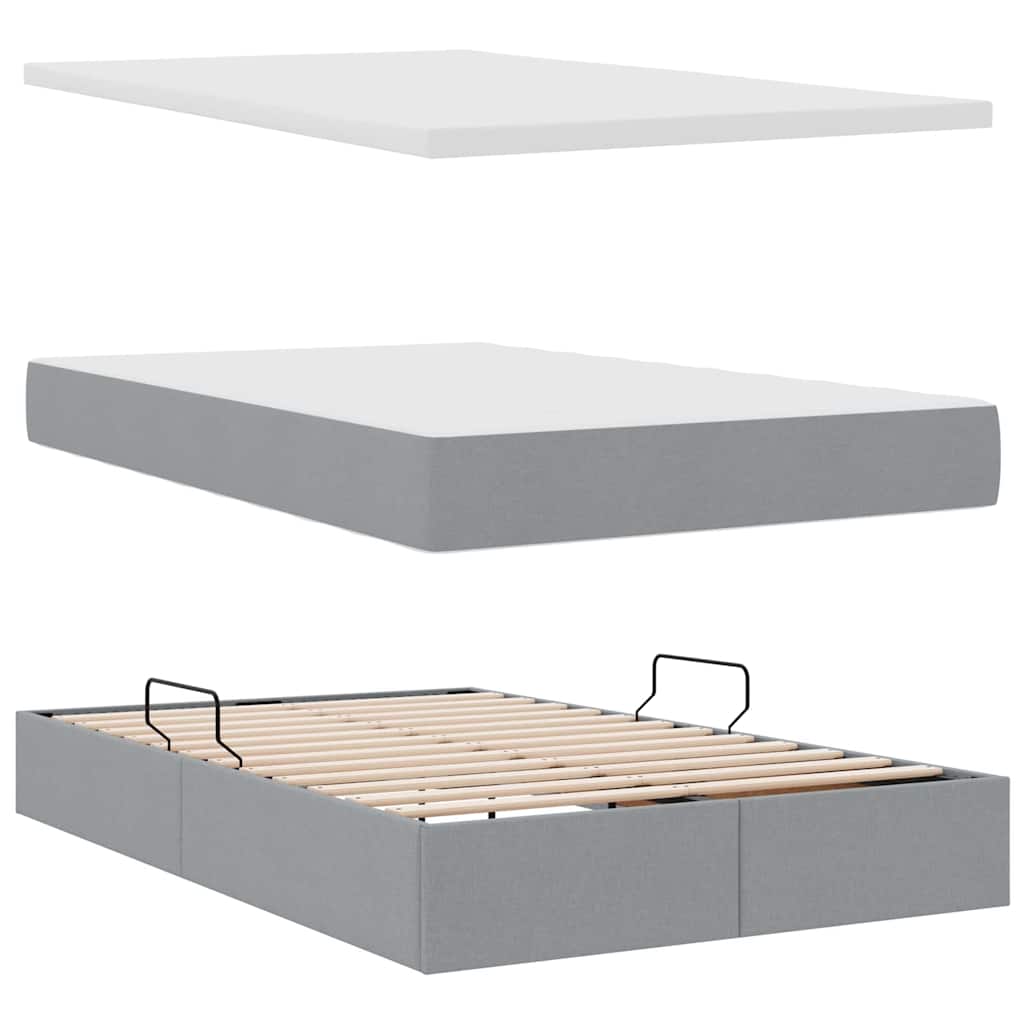 Lit avec rangement et matelas Gris clair 120 x 200 cm Velours - XIOS
