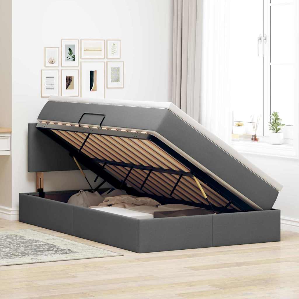 Lit avec rangement et matelas Gris foncé 120 x 200 cm Velours - XIOS