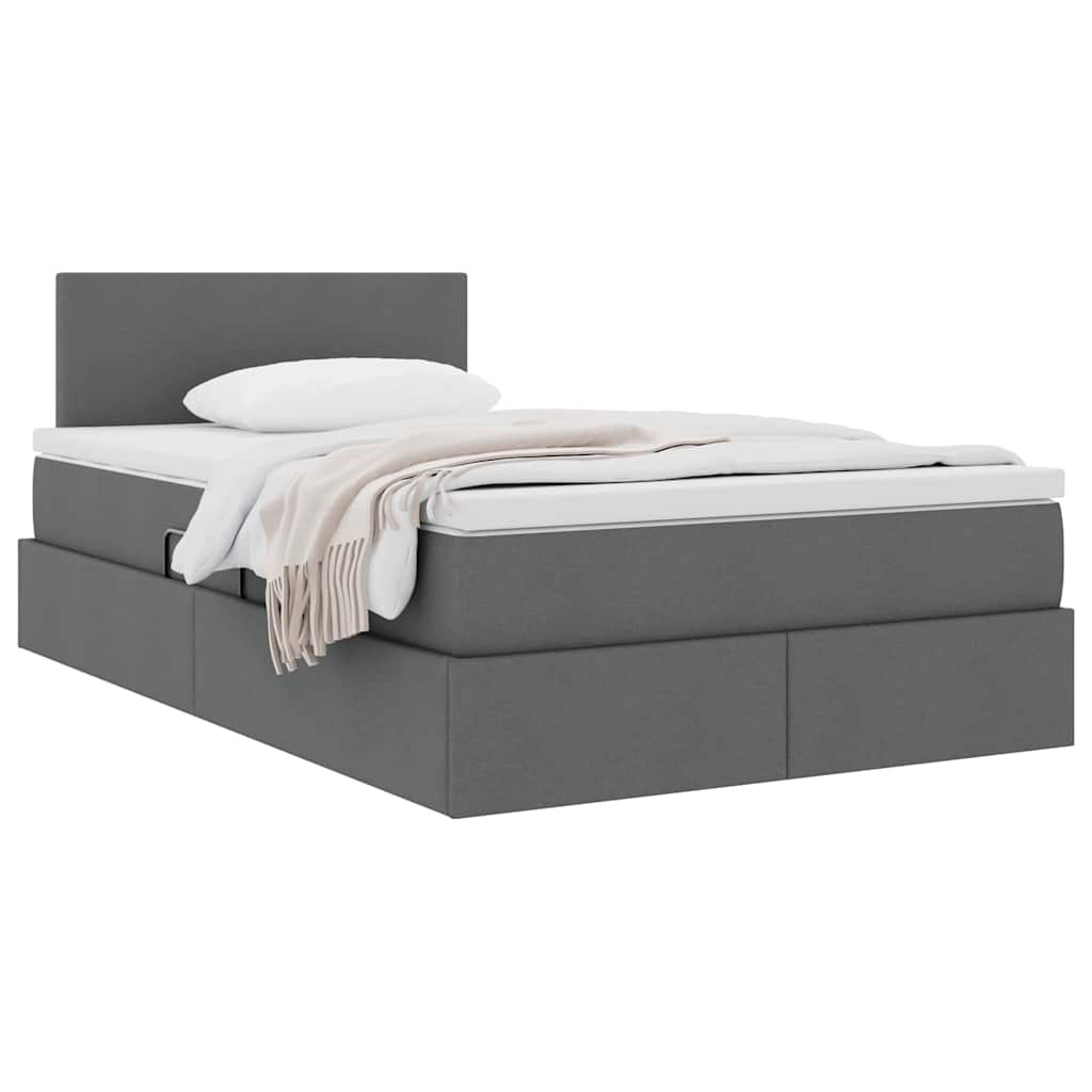 Lit avec rangement et matelas Gris foncé 120 x 200 cm Velours - XIOS