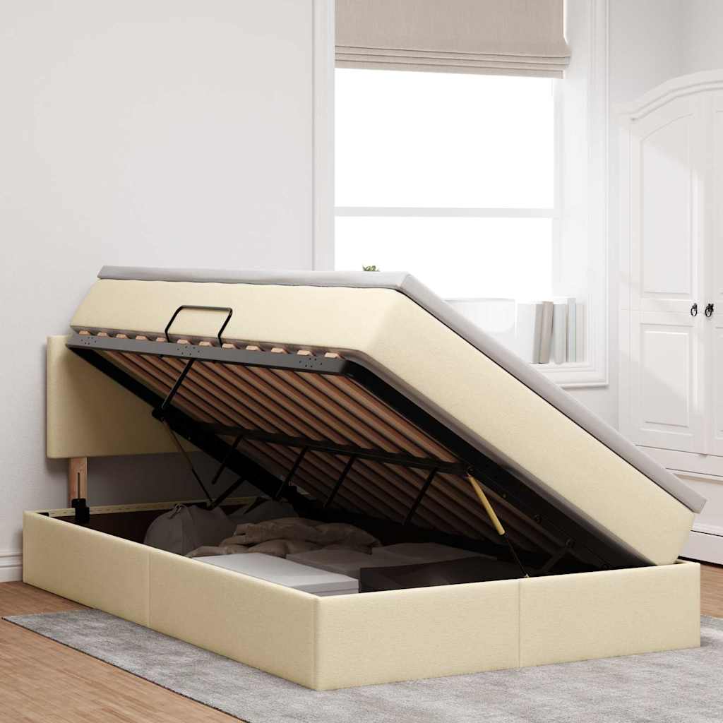 Lit avec rangement et matelas avec matelas Crème 120 x 200 cm - XIOS