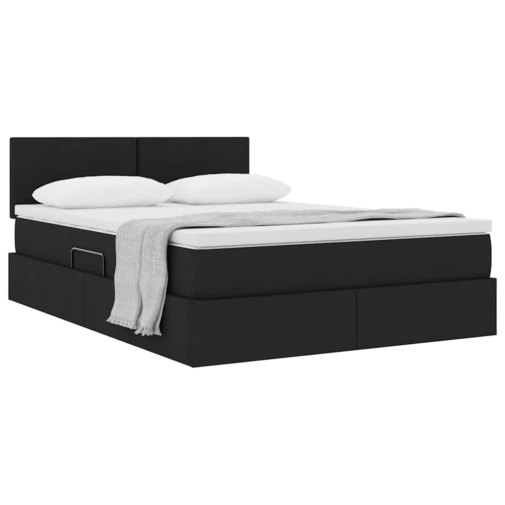 Lit avec rangement et matelas Noir 140 x 190 cm Velours - XIOS