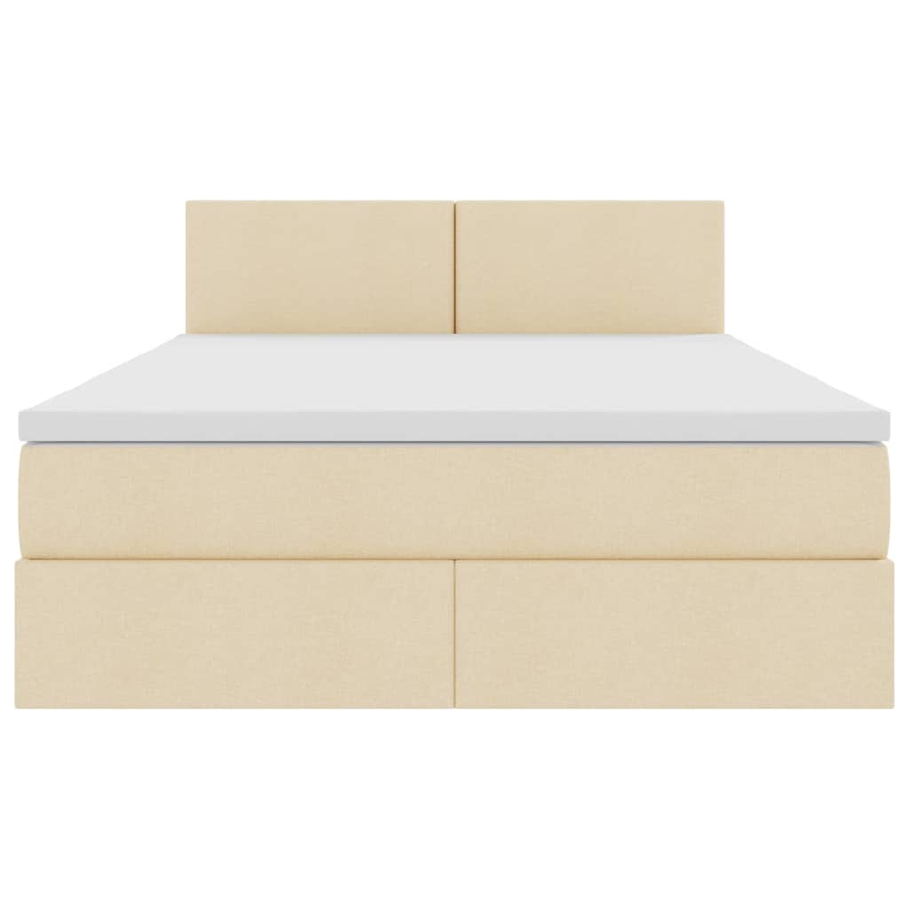 Lit avec rangement et matelas avec matelas Crème 140 x 190 cm - XIOS