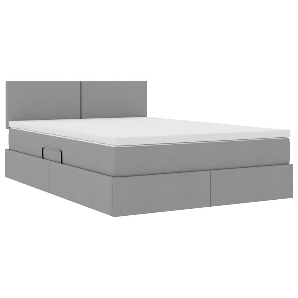Lit avec rangement et matelas Gris clair 140 x 200 cm Velours