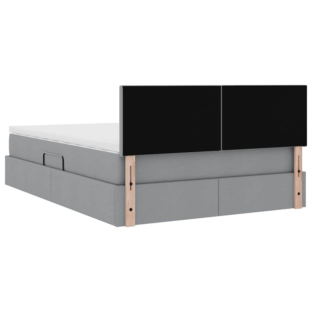 Lit avec rangement et matelas Gris clair 140 x 200 cm Velours
