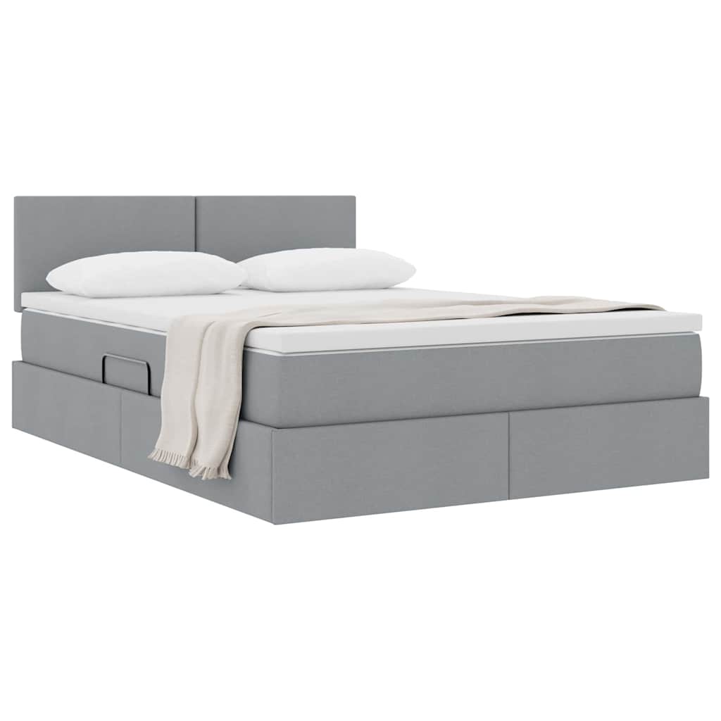 Lit avec rangement et matelas Gris clair 140 x 200 cm Velours