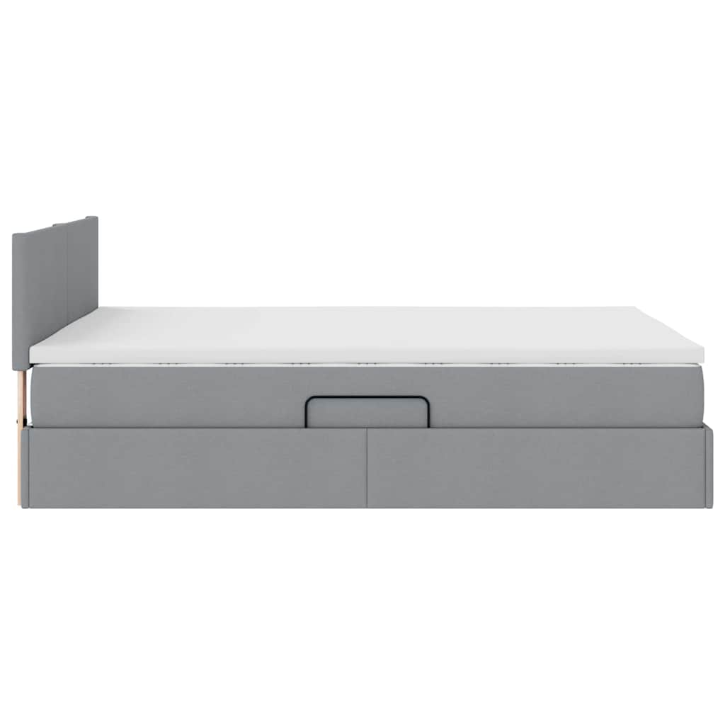 Lit avec rangement et matelas Gris clair 140 x 200 cm Velours