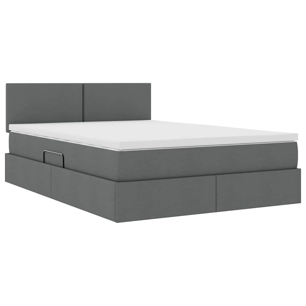 Lit avec rangement et matelas Gris foncé 140 x 200 cm Velours - XIOS