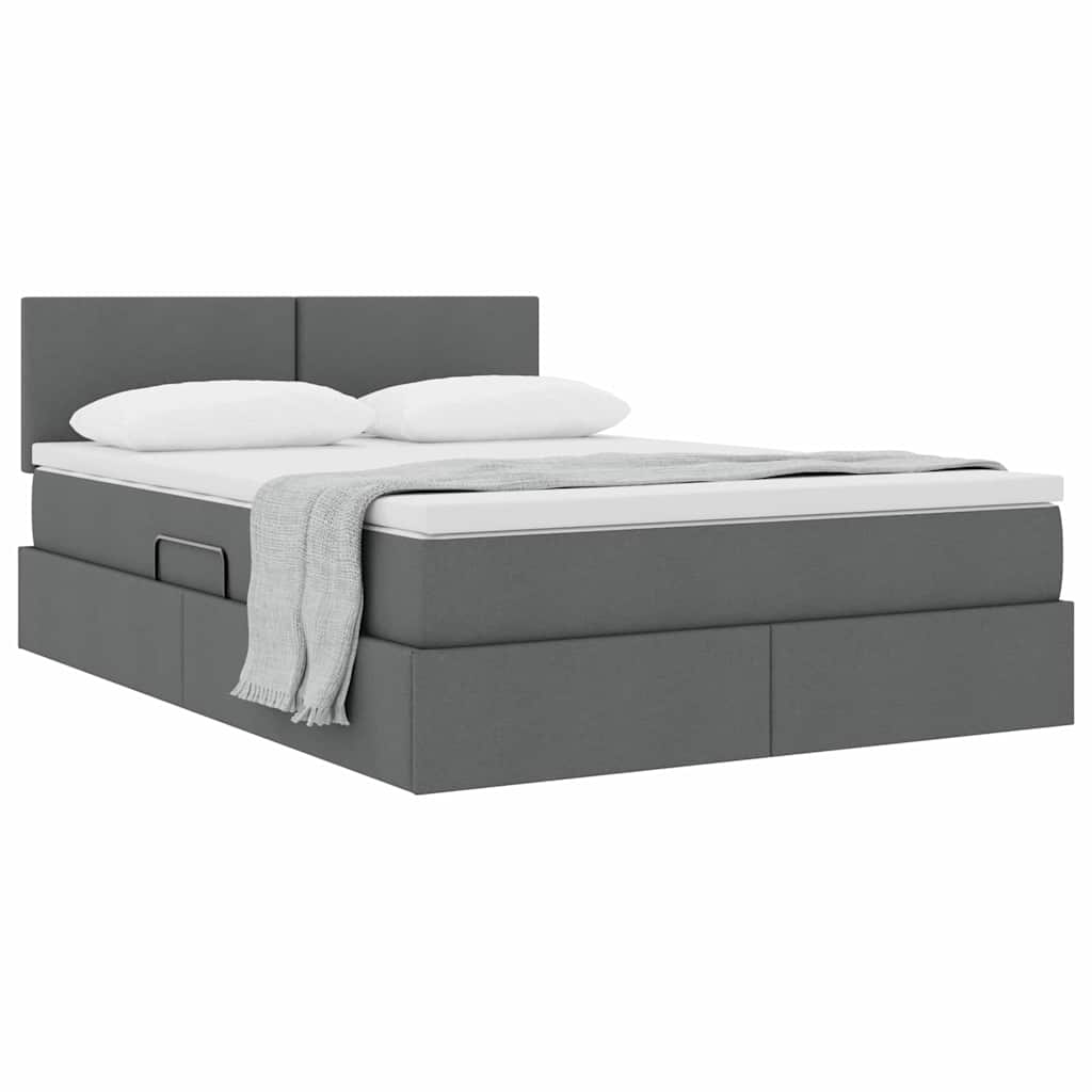 Lit avec rangement et matelas Gris foncé 140 x 200 cm Velours - XIOS