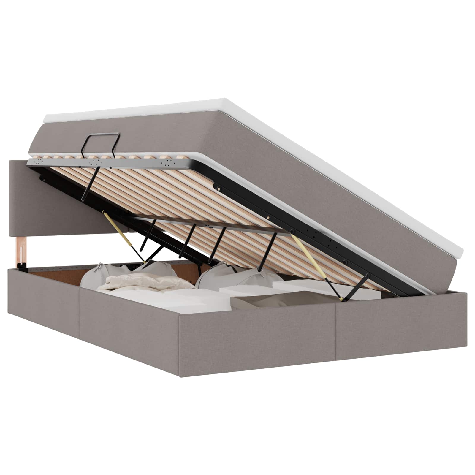 Lit avec rangement et matelas avec matelas Taupe 140 x 200 cm - XIOS