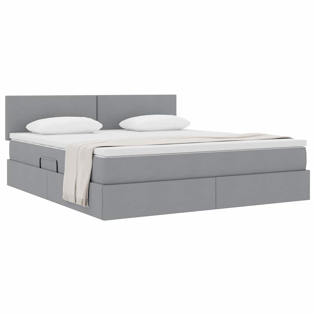 Lit avec rangement et matelas Gris clair 160 x 200 cm - XIOS