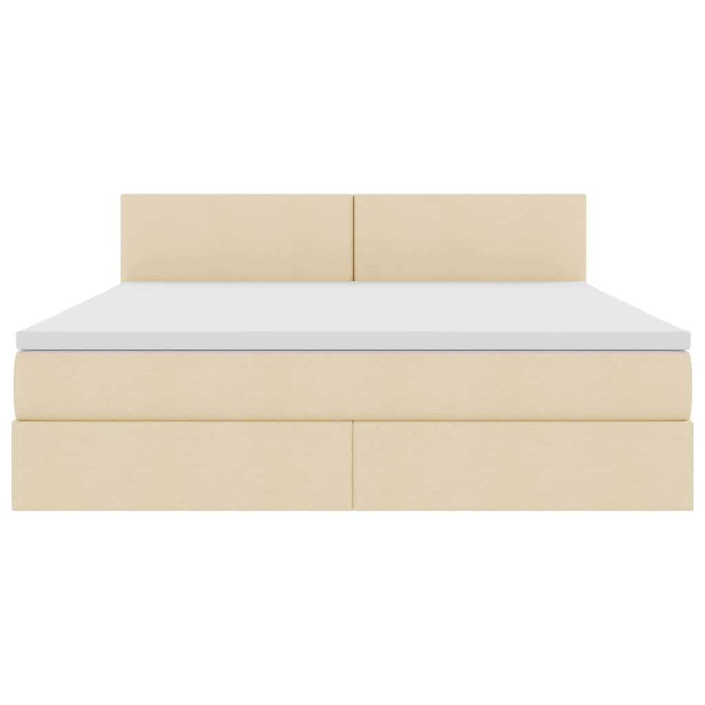 Lit avec rangement et matelas avec matelas Crème 160 x 200 cm - XIOS