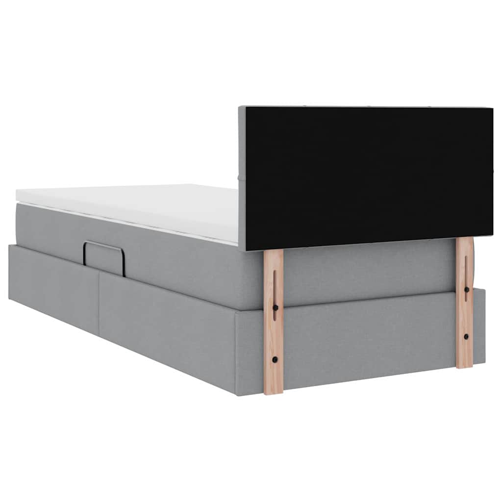 Lit avec rangement et matelas Gris clair 90 x 190 cm Velours - XIOS