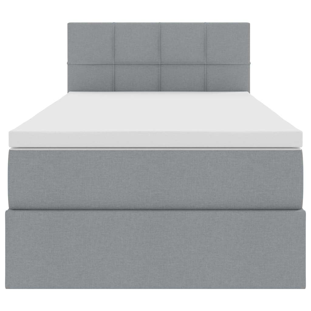 Lit avec rangement et matelas Gris clair 90 x 190 cm Velours - XIOS