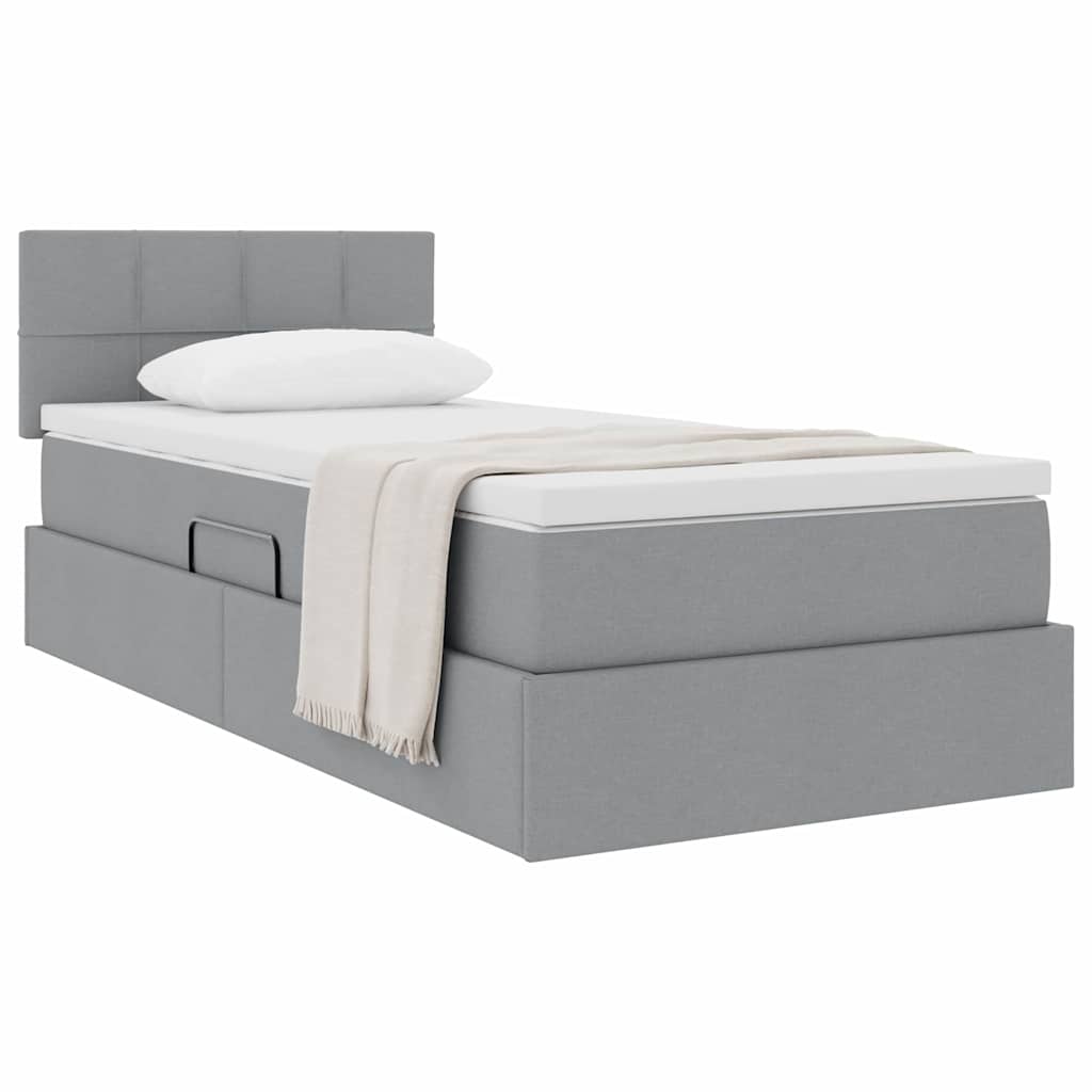 Lit avec rangement et matelas Gris clair 90 x 190 cm Velours - XIOS